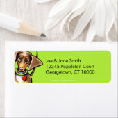 Chocolade en Tan Dapped Dachshund Etiket (Insitu)