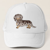 Chocolade en Tan Dapple Long Hair Dachshund Dog Trucker Pet (Voorkant)