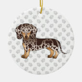 Chocolade en Tan Dapple Short Hair Dachshund Dog Keramisch Ornament (Voorkant)