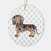 Chocolade en Tan Dapple Short Hair Dachshund Dog Keramisch Ornament (Links)