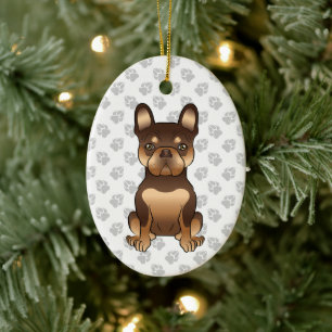 Chocolade en Tan French Bulldog Dog & Text Keramisch Ornament