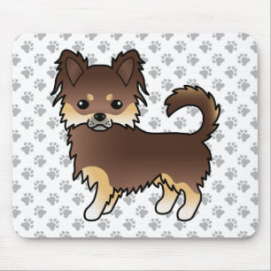 Chocolade en Tan Long Coat Chihuahua Dog & Paws Muismat