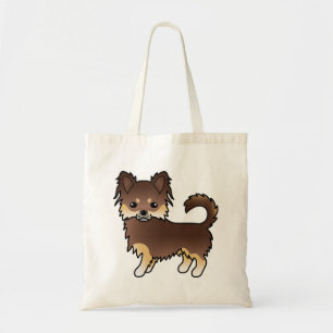 Chocolade en Tan Long Coat Chihuahua Dog Tote Bag