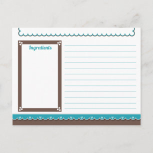 Chocolade en Turquoise Recipe Card Briefkaart