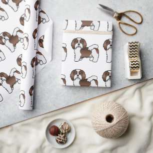 Chocolade En Witte Havanese Cartoon Hond Patroon Cadeaupapier