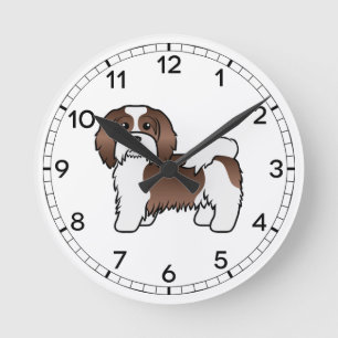 Chocolade En Witte Havanese Mooie Cartoon Hond Ronde Klok