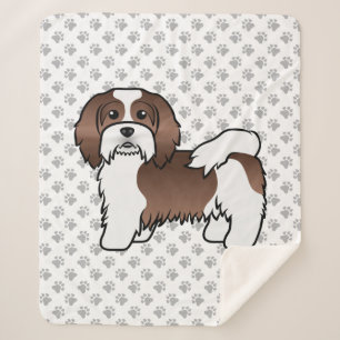 Chocolade En Witte Havanese Mooie Cartoon Hond Sherpa Deken