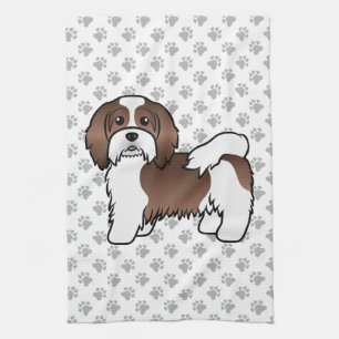 Chocolade En Witte Havanese Mooie Cartoon Hond Theedoek