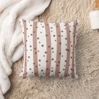 Chocolade en Witte Stripes met een sterpatroon Kussen