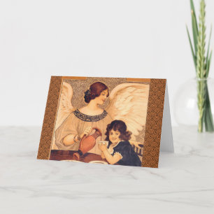 Chocolade Engel Frans Antiek Feestdagen Kaart