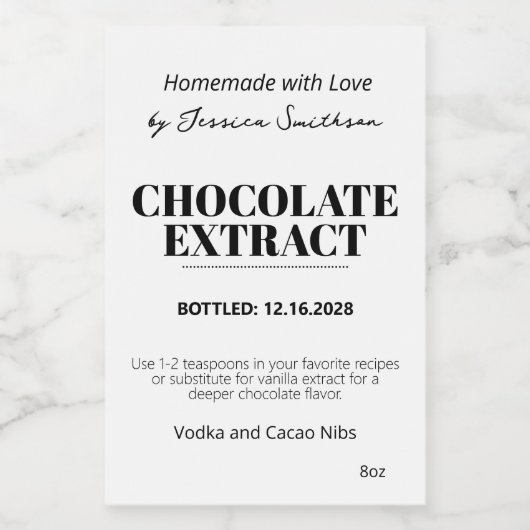 Chocolade Extract Moderne Label Sticker ZEX_001g (Enkel label)