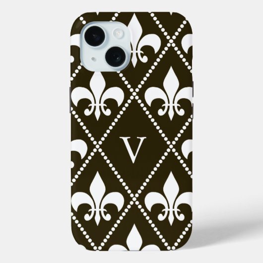 Chocolade Fleur de Lis w / monogram Case-Mate iPhone Case (Achterkant)