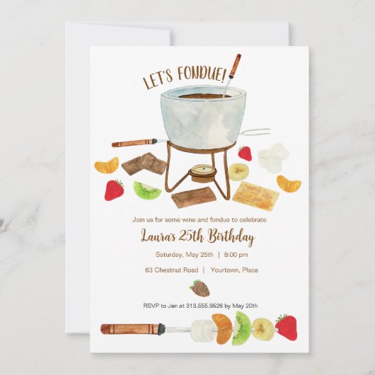 Chocolade Fondue Feestje Kaart (Voorkant)