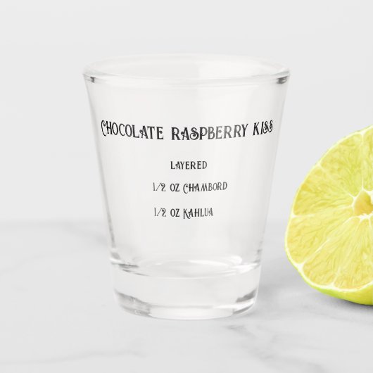 Chocolade framboos kus nieuwigheid shot glas (Voorkant)
