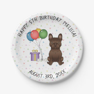 Chocolade Franse Bulldog Cute Cartoon Hond Verjaar Papieren Bordje