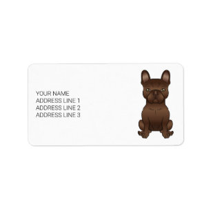 Chocolade Franse Bulldog / Franse Bulldog & Tekst Etiket