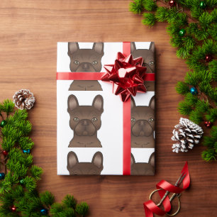 Chocolade Franse Bulldog / Frenchie Hond Patroon Cadeaupapier