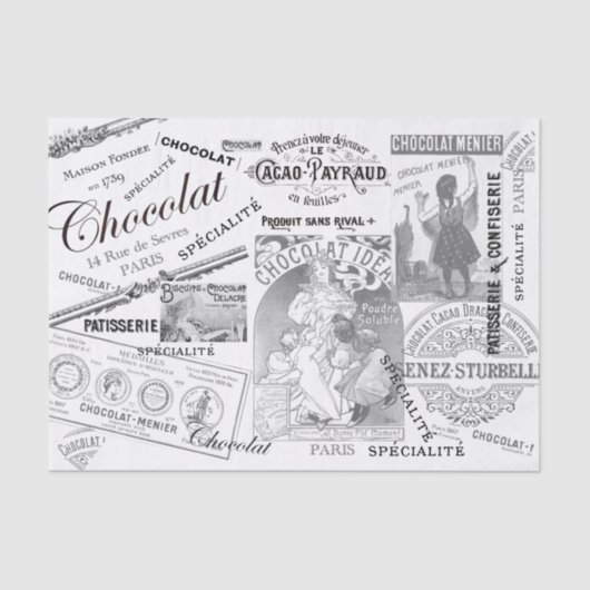 Chocolade French  Advertisement Collage Tissuepapier (Voorkant)