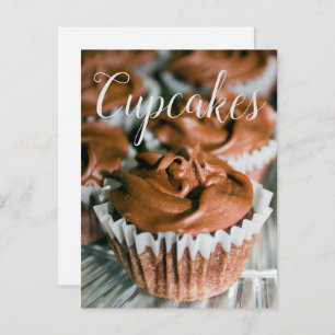 Chocolade Frosted Cupcakes Food Foto blank Terug Briefkaart