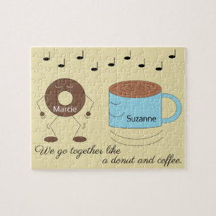 Chocolade Frosted Donut & Coffee Mok Dansen: Legpuzzel