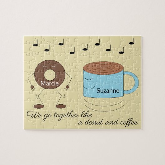 Chocolade Frosted Donut & Coffee Mok Dansen: Legpuzzel (Horizontaal)
