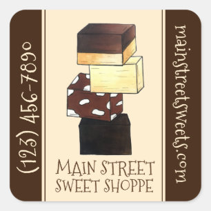 Chocolade Fudge Confection Snoep Sweet Shop Shoppe Vierkante Sticker