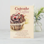 Chocolade Fudge Cupcake Uitnodiging (Staand voorkant)