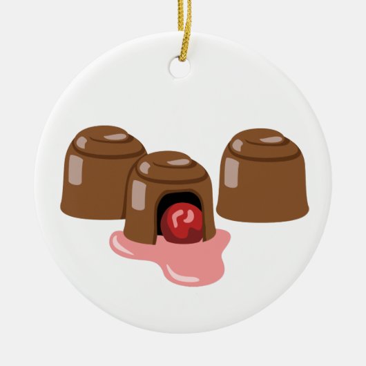 Chocolade-gedekte kersen keramisch ornament (Voorkant)