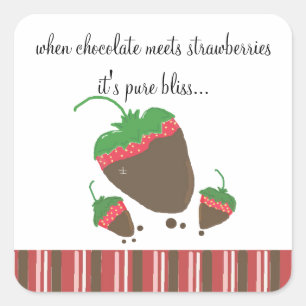 Chocolade Gedompelde Aardbei Zegging Vierkante Sticker