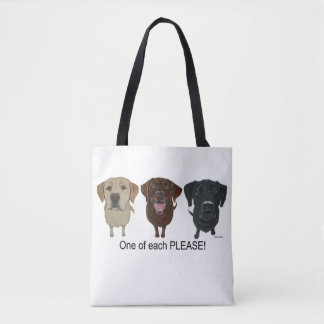 Chocolade, geel en zwart labrador Retriever Draagtas