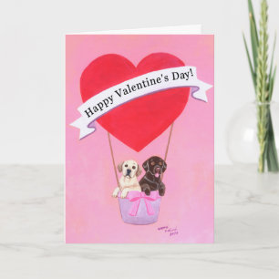 Chocolade & Gele Labradors Valentijnsdag kaart