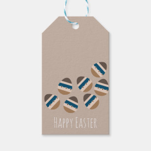 Chocolade Gelukkig Pasen Eieren Aardtint Blauw Bru Cadeaulabel