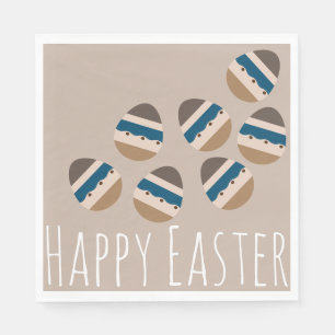 Chocolade Gelukkig Pasen Eieren Aardtint Blauw Bru Servet