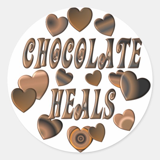 Chocolade geneest ronde sticker (Voorkant)