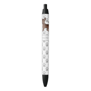 Chocolade Gladharige Chihuahua Cartoon Hond & Naam Zwarte Inkt Pen