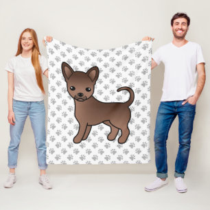 Chocolade Gladharige Chihuahua Cartoon Hond & Poot Fleece Deken