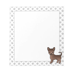 Chocolade Gladharige Chihuahua Cartoon Hond & Poot Notitieblok