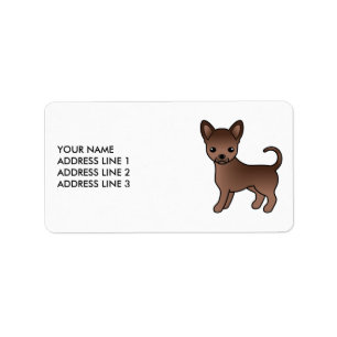 Chocolade Gladharige Chihuahua Schattige Cartoon H Etiket