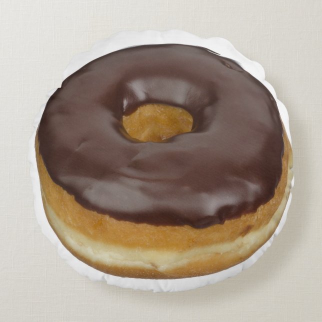 Chocolade Glazed Donut Doughnut Rond Kussen (Voorkant)