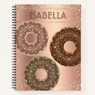 Chocolade goud glitter donuts glam koper naam notitieboek