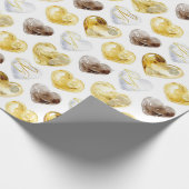Chocolade Goud Wit Harten Verjaardag Cadeaupapier (Hoek)