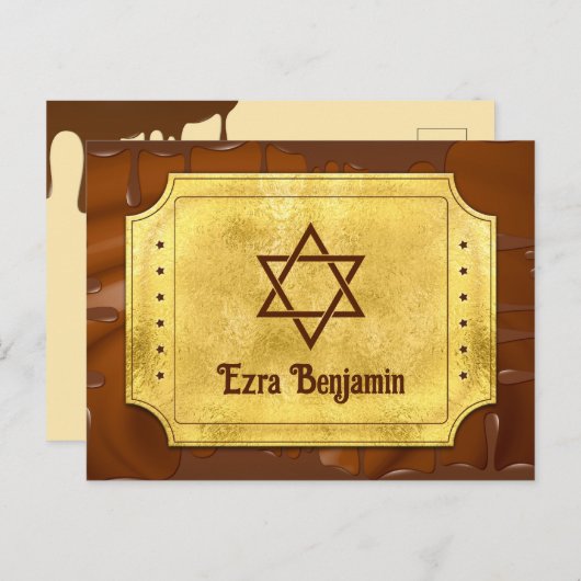 Chocolade Gouden Ticket Bar Bat Mitzvah Dank u Briefkaart (Voorkant / Achterkant)