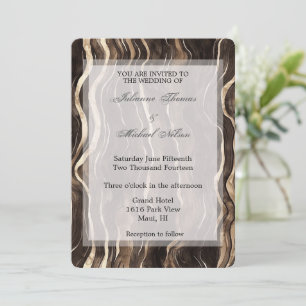Chocolade Gouden Wervels Bloemen Huwelijk Kaart
