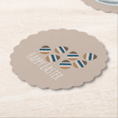 Chocolade Happy Easter Eggs Earth Tone Blue Brown Kartonnen Onderzetters (Gekanteld)