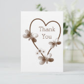 Chocolade hart en vlinders bruiloft dank u kaart (Staand voorkant)
