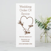 Chocolade hart en vlinders bruiloft programma (Staand voorkant)