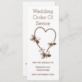 Chocolade hart en vlinders bruiloft programma (Voorkant / Achterkant)