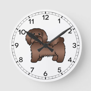Chocolade Havanese Mooie Cartoon Hond Illustratie Ronde Klok