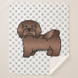 Chocolade Havanese Mooie Cartoon Hond Illustratie Sherpa Deken