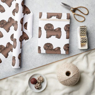Chocolade Havanese Mooie Cartoon Hond Patroon Cadeaupapier